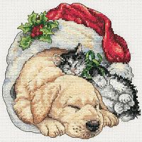 Набір для вишивки хрестиком Christmas Morning Pets Dimensions 08826