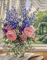 Набір для вишивання хрестиком Peonies & Delphiniums, Dimensions 35257