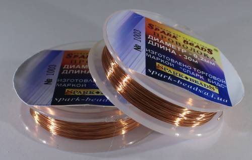 Дріт для бісеру 0,2 мм, світла мідь, Spark Beads фото 2