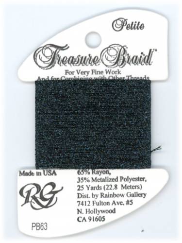 PB63 Нитка Treasure Braid Petite Rainbow Gallery Deep Midnight Blue