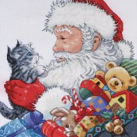 Набір для вишивки хрестиком Santa With Kitten Design Works 5977