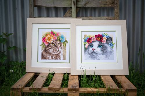 Набор для вышивки крестом Flower crown Maine coon (Цветочная корона Мейн-кун) Lanarte PN-0189339 фото 4