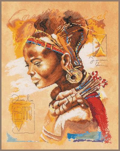  Набір для вишивки хрестиком, African Woman (Африканка), Lanarte PN-0008009