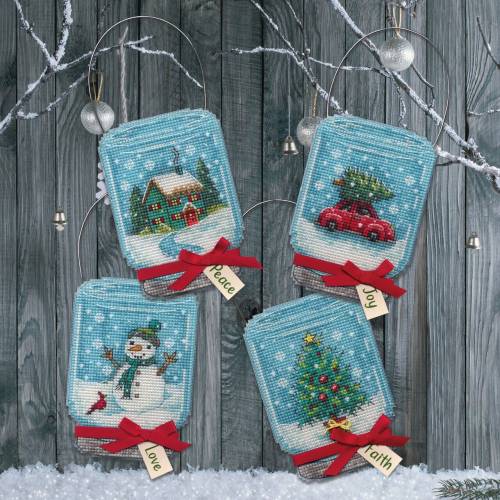 Набор для вышивания Рождественские банки Christmas Jar Ornaments Dimensions 70-08997