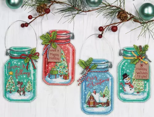 Набор для вышивки крестиком игрушек Christmas Jar Ornaments Dimensions 70-08964